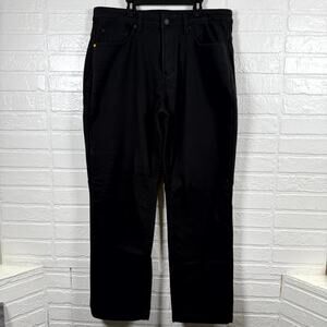 CAT Caterpillar Work Pants Mens 36X32 Black Canvas Fleece Lined Straight Rugged